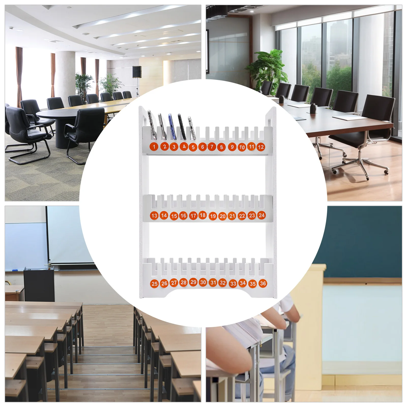 

3-х уровневая стойка для мобильного телефона (36 слотов) Держатель для мобильного телефона Настольный органайзер для хранения мобильного телефона в классе