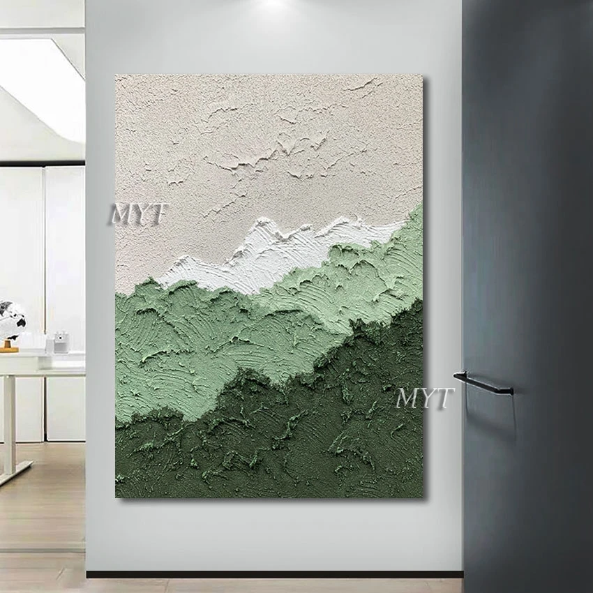 

Knife Abstract Green White Oil Painting Canvas Wall Art Unframed Wall Decorative Modern Thick Acrylic Texture Pure Hand-painted