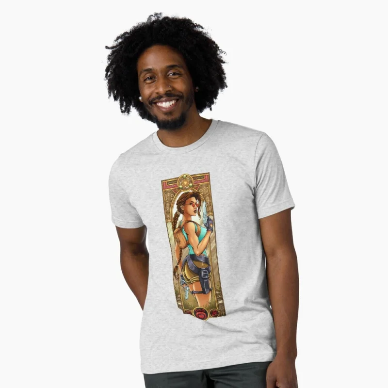 

80s Retro video game Tomb Raider 0401 Lara Croft Gift t shirt for men 100% cotton printed Graphic Clothes All size Tops S-6XL