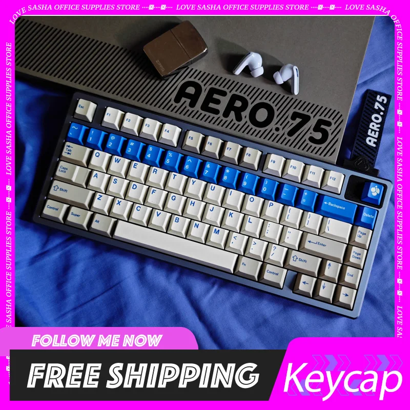 

Gmk Blue Alert Keycap Pbt Five-Sided Thermal Sublimation Cherry Profill Mechanical Keyboard Keycaps Accessories For Pc Computer