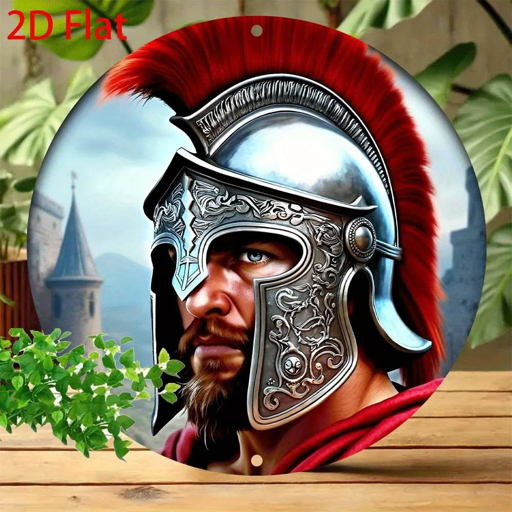 【2D Flat】 2D Flat, 1pc Roman Gladiator Helmet Metal Wall Art - Large Roman Numeral "XX" Design (20x20cm), Durable Iron Historica view 4