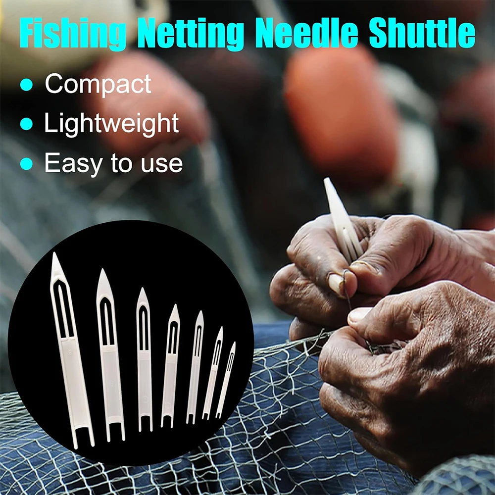 7Pcs/Set Fishing Line Equipment Repair Shuttles Netting Needle White Plastic Fishing Accessory Size 3-9