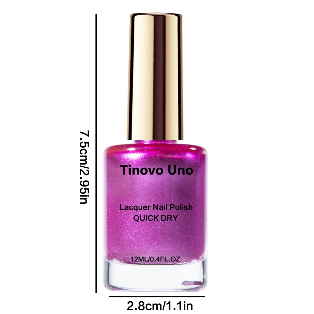 Tinovo Uno メタリックマニキュアミラー効果ローズパープルレッドクロームネイルラッカー速乾性通常の爪の成長トリートメントポリッシュ