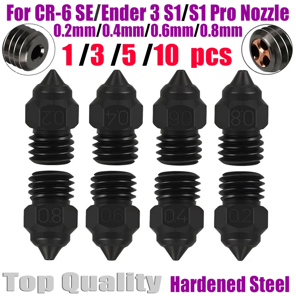 

CHT Nozzle MK8 For CR-6 SE Nozzle CR6 SE/ CR5 PRO/ Ender 3 S1 pro/ CR10 V2/ Ender3/ Ender5 nozzle 0.2 0.4 0.6 0.8mm 3D Printer