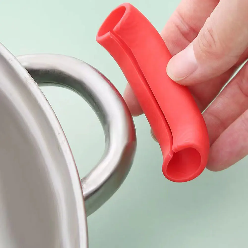 1PCS Silicone Anti-Scald Pot Handle Cover Non-Slip Pot Ear Clip Sleeves for Frying Cast Iron Skillet Pan Kitchen Tools