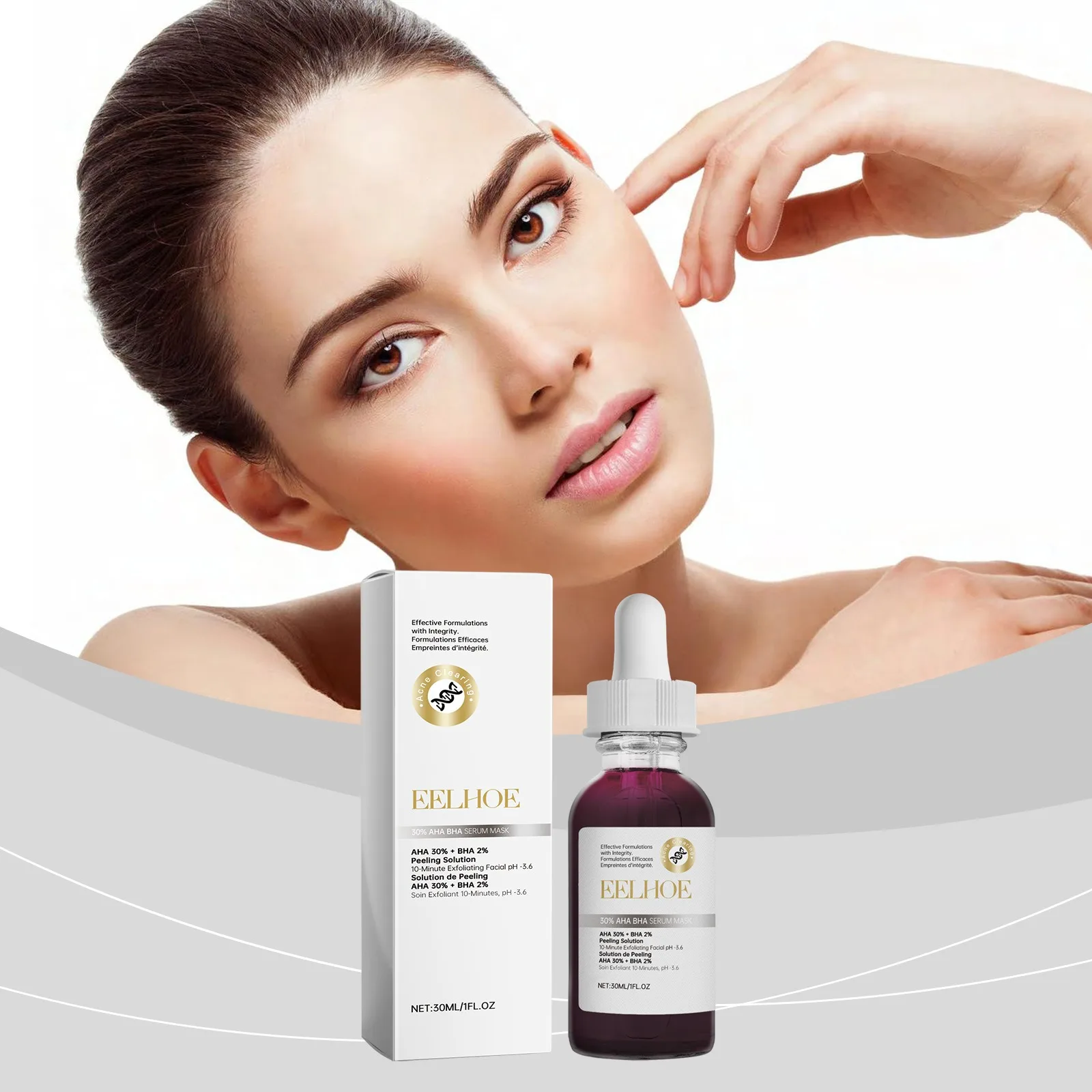 

AHA 30% + BHA 2% 30ml Beauty Face Serum Peeling Solution Moisturizing Smooth Deep Cleaning Salicylic Acid Facial Skincare