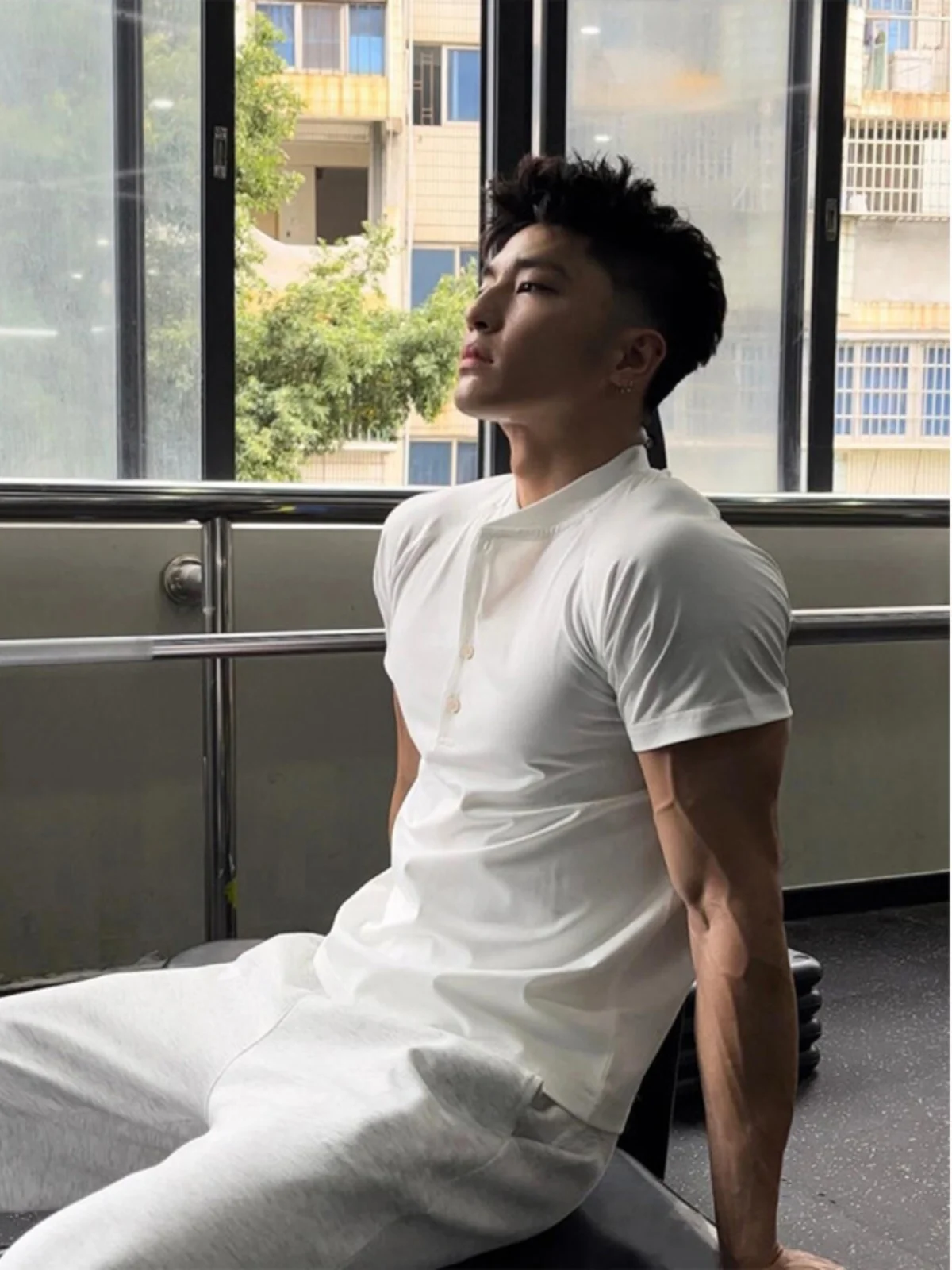 

Белая футболка Slim Fit irt ort Sve Fitn f Sve Henry Sle Summer Youth Faion из смеси хлопка и полиэстера