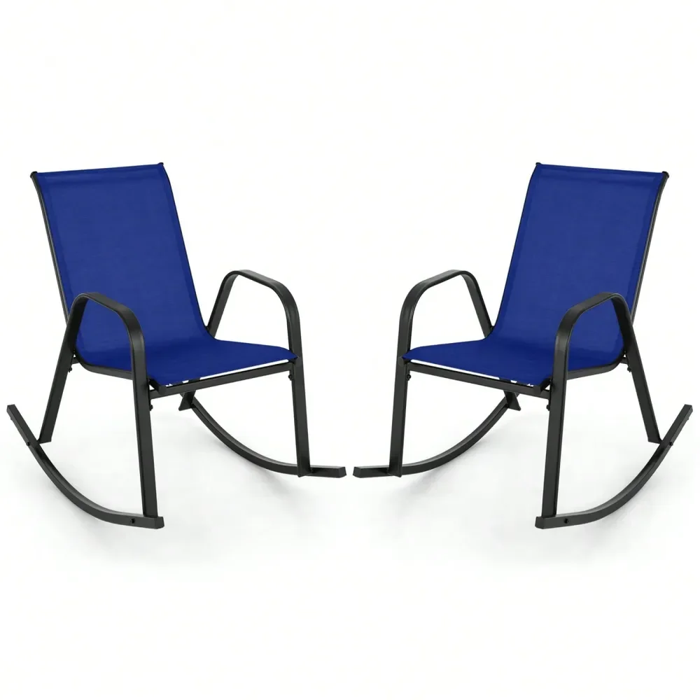 

PCS Patio Rocking Chair Outdoor Ergonomic Rockers W Breathable Fabric Seat