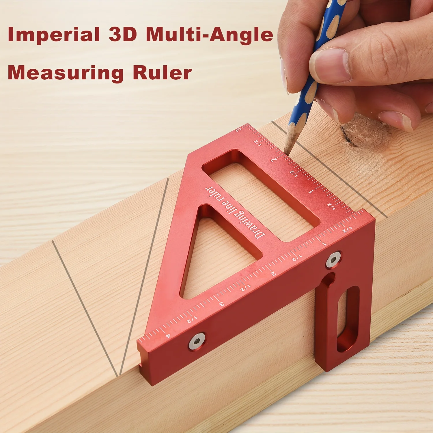 3D Multi-Angle Measuring Ruler, 45/90 Degree Aluminum Alloy Woodworking Square Protractor,Miter Triangle Ruler High Precision La