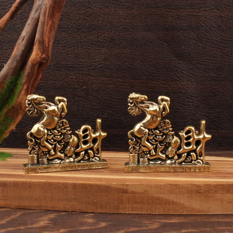 1/2Pcs retro get rich right away brass ornament creative product Year of the Horse ornament get rich right away brass