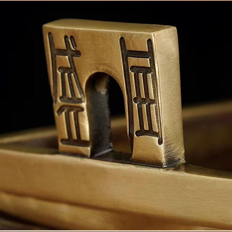 Brass Qianqiu Shengding, , Baishengding, Four-legged Square , Die-cast Bronze Tripea for Office and Home
