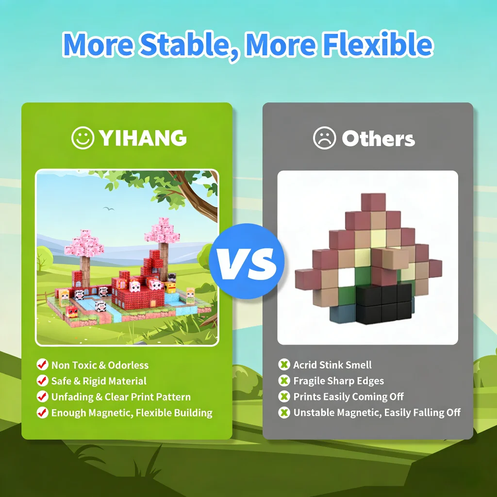 2026 Neue Magnetische Bausteine, 100-160 Teile. Sicherer Halt, verblasst nicht leicht. DIY-Konstruktionsspielzeug, ab 3 Jahren, individuelles rosa Set.