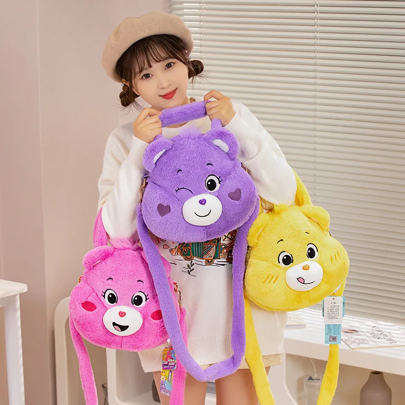 Genuine Carebears Rabbit Plush Crossbody Bag PP Cotton Plush Toy Cute Children's Storage Bag Holiday Gift Birthday Gift