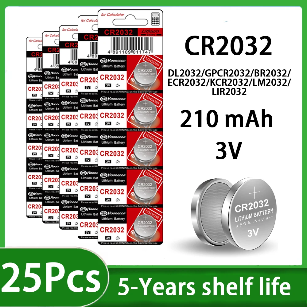 5-100 pezzi 210mAh CR2032 cella a bottone CR 2032 DL2032 BR2032 KCR2032 3V batteria auto telecomando