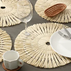 Creative Hand-woven Placemat Ins Round Tassel Insulation Mat Simple Creative Non-slip Insulation Coaster Bowl Mat