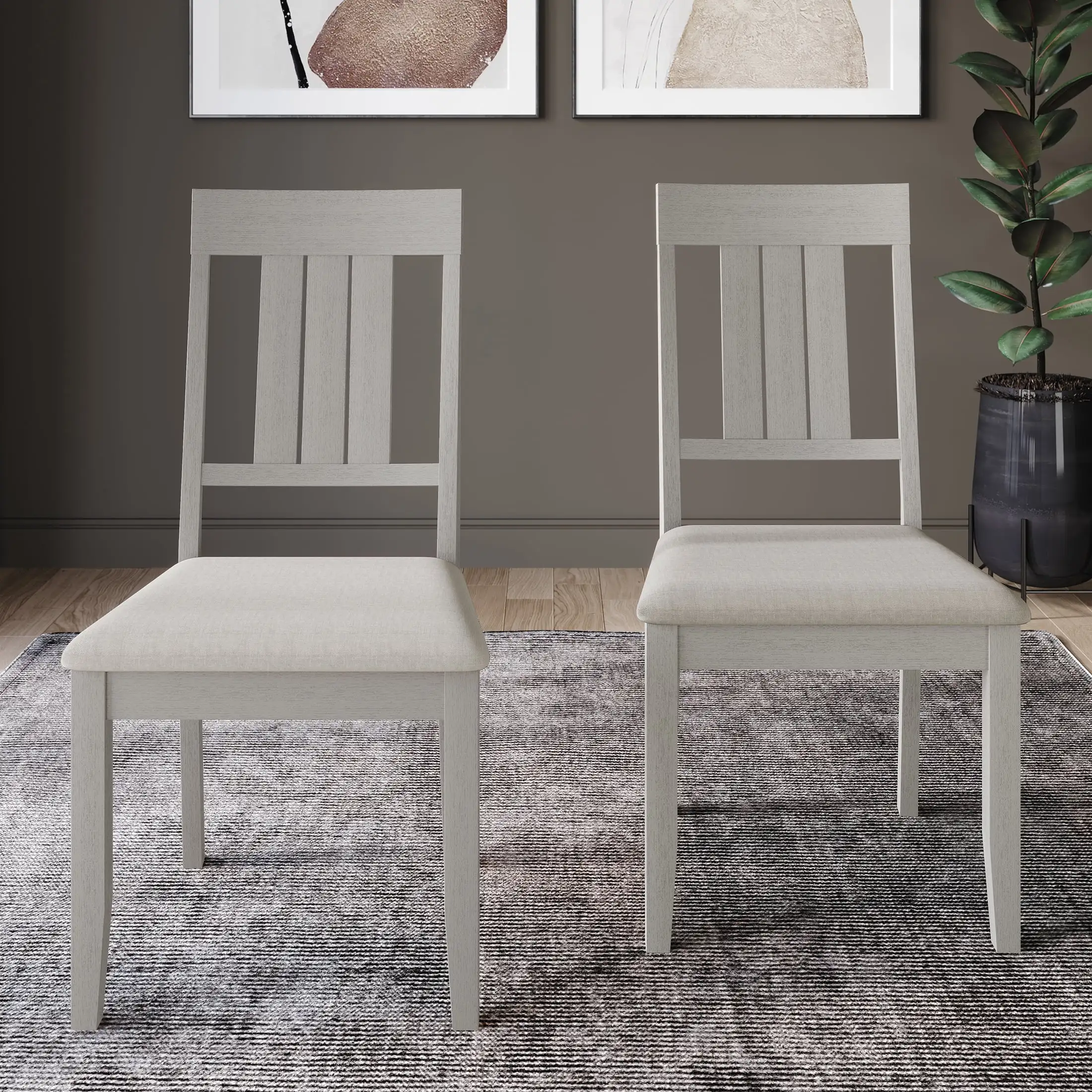 

Simple Wooden Dining Chair, Set of 2, White