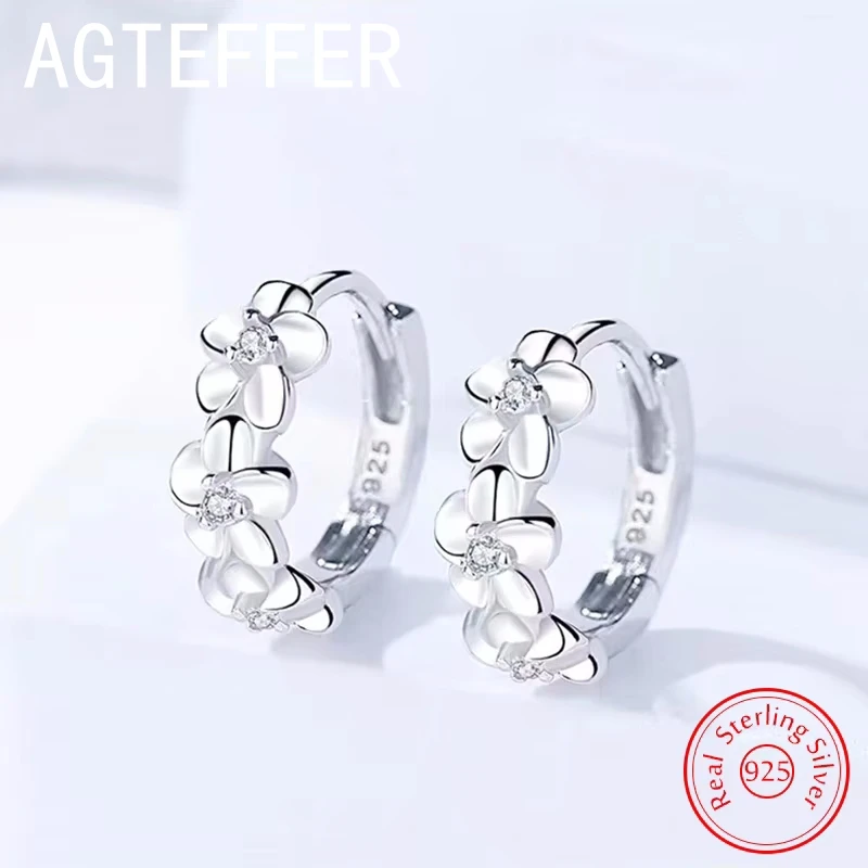 

Top Sale 925 Sterling Silver Needle Earrings for Women's Wedding Fashion High Quality Jewelry Crystal Zircon Flower Cute Stud