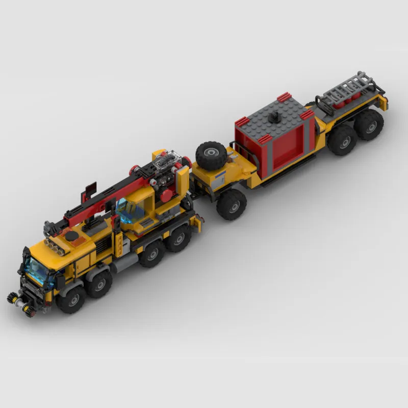 MOC Kreatives Dschungel-Lastwagen-Modell mit Anhänger, Bausteine, Erwachsenen-Puzzle, Montage-Spielzeug, Geburtstagsgeschenk, Dekoration – Detail 4