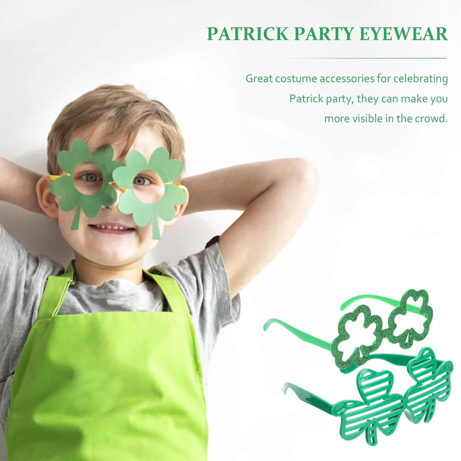 

2Pcs Shamrock Glasses Patrick Costume Accessories Fun Clover Eyewear St Patricks Day Party Supplies Photo Booth Favors