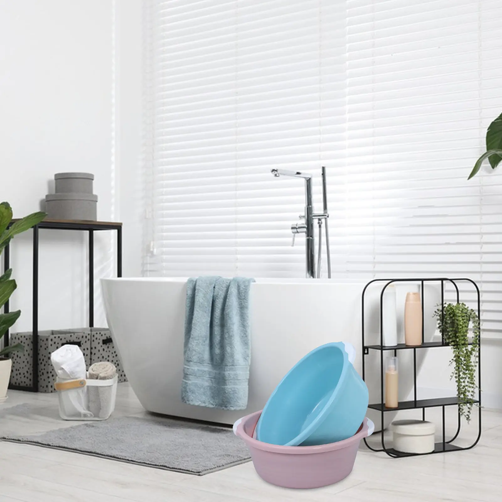 

2 шт. Утолщенные пластиковые тазы для умывания с защитой от брызг, для ванной комнаты и дома, для мытья лица и рук