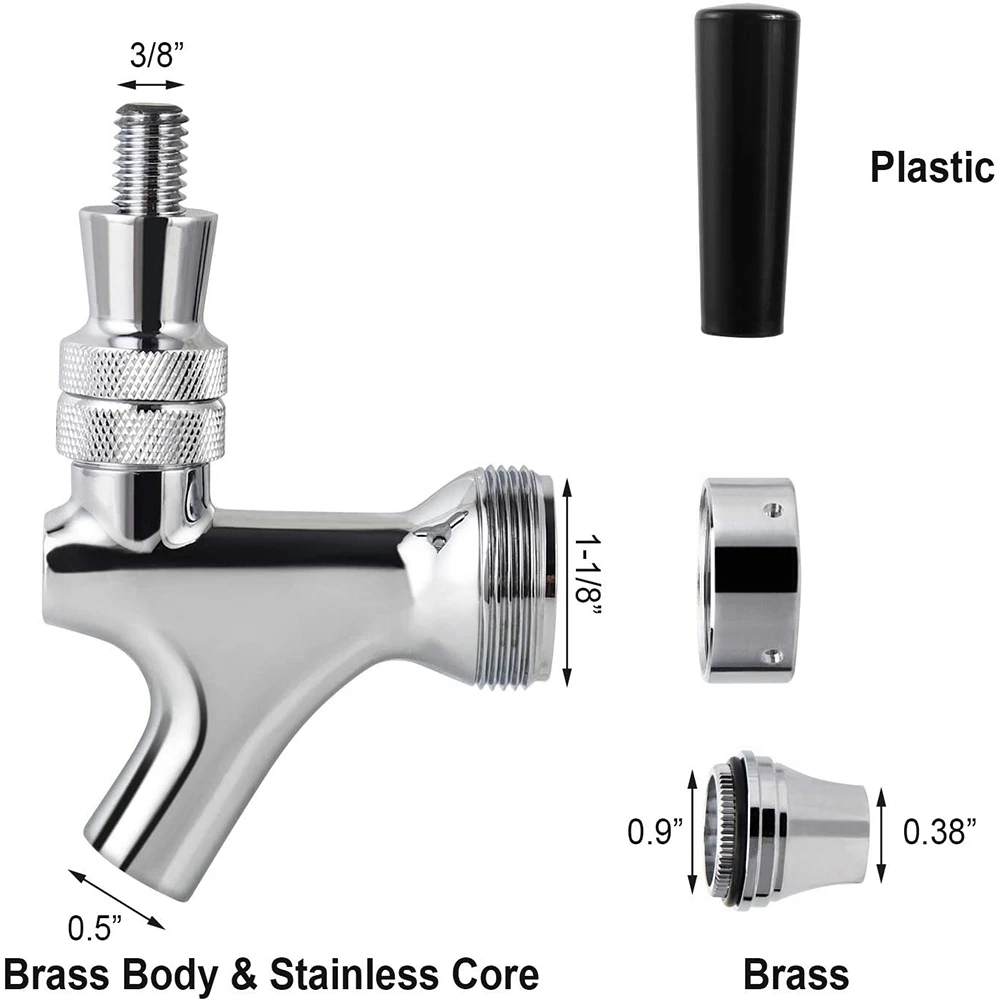 AT05-2X Beer Faucet Ball Lock Kit, Homebrew Draft Beer Tap Cornelius & Corny Keg Liquid Ball Lock Picnic Party Beer Tower Set