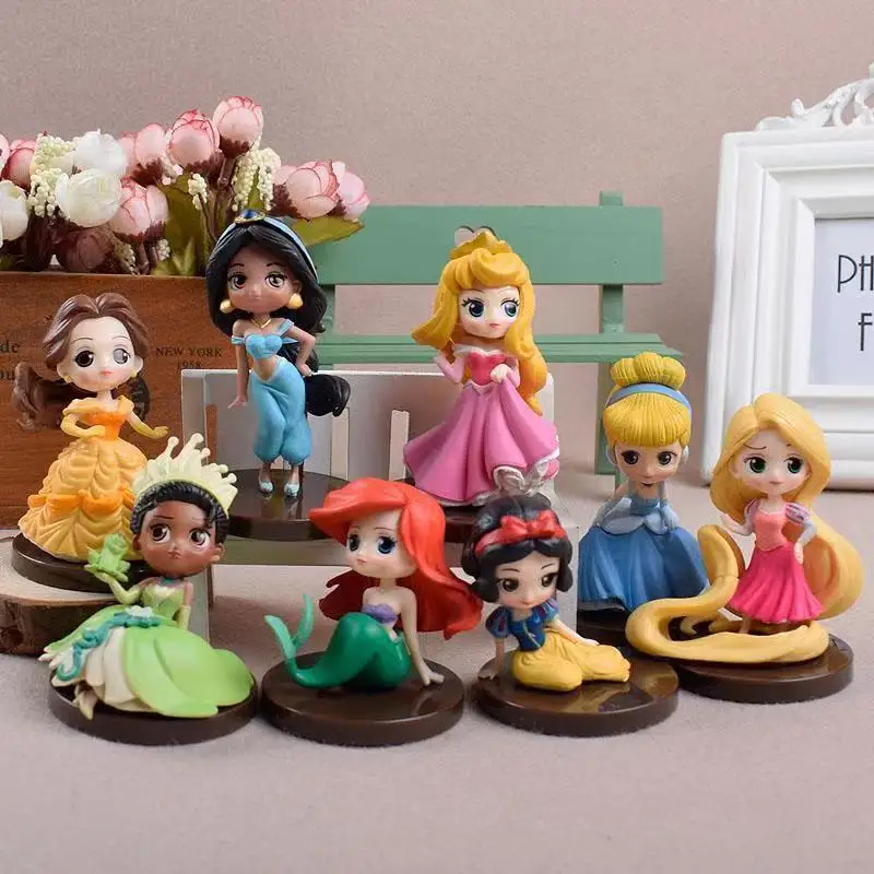 

Disney Q Posket Princesses Figure Toy Doll Tiana Snow White Rapunzel Ariel Cinderella Belle Mermaid Action Figure For Kid Gift