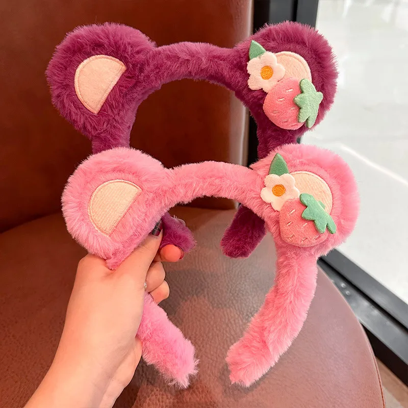 

Cute Disney Lotso Hairband Cartoon Girls' Fall/Winter Plush Anti-Slip Headband For Outings Hair Tie Hair Clip Christmas Gift