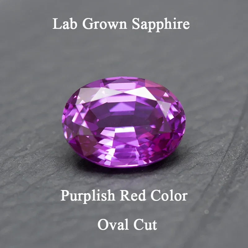 Lab Grown Sapphire Purplish Red Color Oval Cut  Top Quality Gemstones Beads for Charms Jewelry Making Selectable AGL Certificate