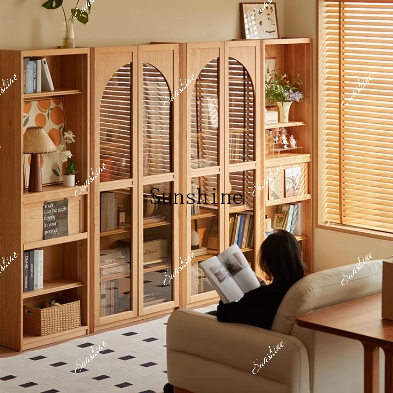Medieval cherry wood bookcase integrated, the whole wall is full of walls, go to the living room  FT