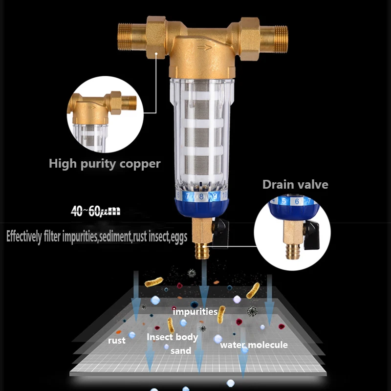 Prefiltro controlavaggio Depuratore a rete in acciaio inossidabile Prefiltro centrale Filtro per l'acqua Filtrazione dei sedimenti Filtro per l'acqua per tutta la casa