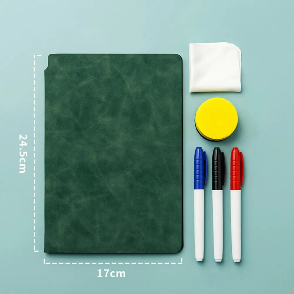 A5 Whiteboard Notebook Reusable Faux Leather Shell Double-sided Notepad Whiteboard Notebook Portable Student PU Writing Board