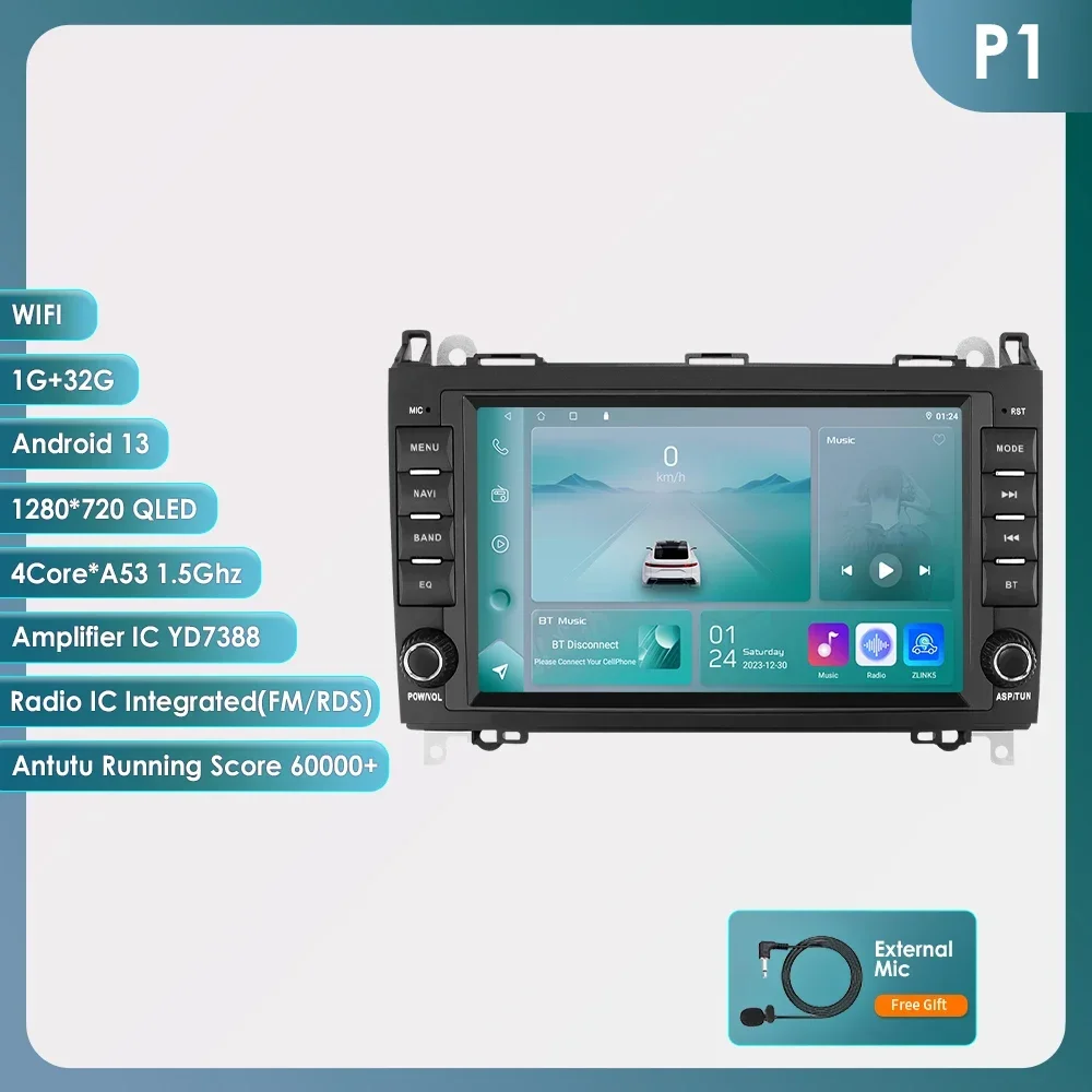 Ai Carplay Android12 Autoradio Stereo Multimedia Speler Voor Mercedes-Benz A-B-V-Klasse B200 W169 W245 W639 W906 Sprinter Gps Navi