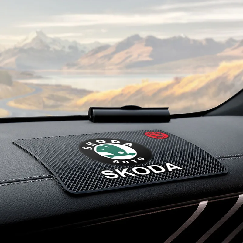 

Car Emblem Non-Slip Dashboard Mat Phone Holder Pad Auto Decor For Skoda Fabia Rapid Superb Octavia A5 a7 2 Kodiaq Scala