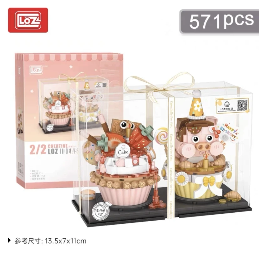 LOZ Mini Cake Kits Building Blocks Strawberry Piglet Oreo Bear Cupcake Friends Dessert Sets Assembly Brick Toy For Kids Gifts