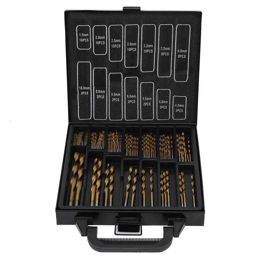 99PCS/Set Twist Drill High Speed Steel Titanium-plated Twist Drill Steel Plate Drill Mixed Drill Plastic Boxes