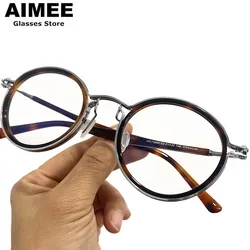Japanese Hollow Design Titanium Round Glasses Frame Men Women Hand-Made Eyeglasses High Quality Ultralight Spectacles Frames New