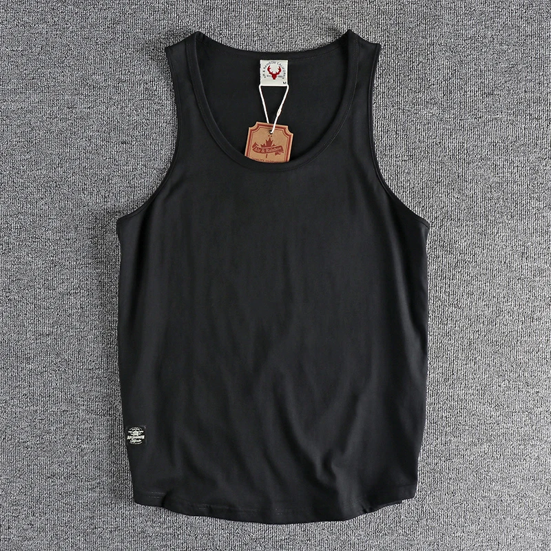 Cotton sleeveless T-shirt vest men's loose vest American style outside wear short sleeve boys sports fitness top tide summer