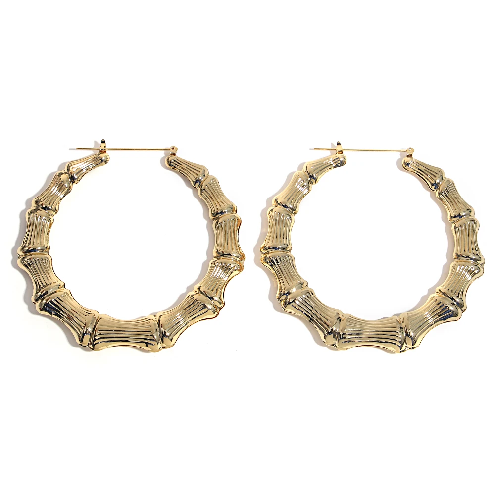 Lifefontier Punk Bamboo Round Large Party Hoop Earring For Women Oversize Geometric Hanging Earring Trend Jewelry Gifts 2023