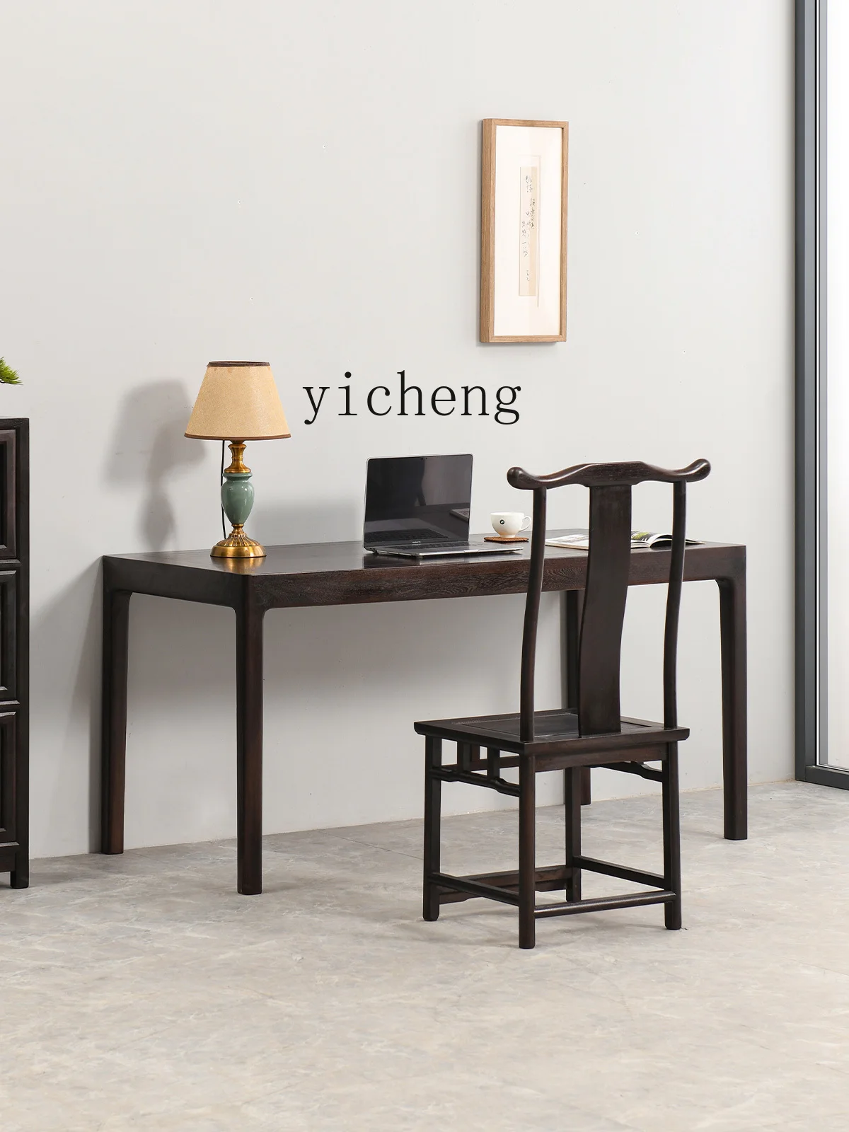 Xl Door Frame Desk Calligraphy Table New Chinese Style All Solid Wood Chinese Style Walnut Color Painting Table