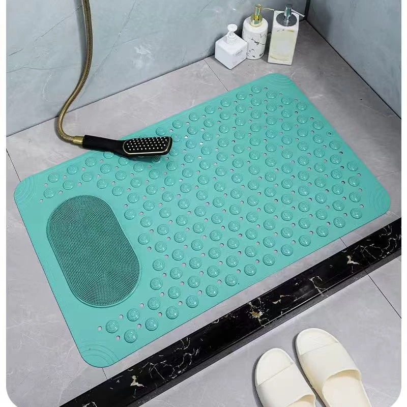 

Light Blue Non-Slip PVC Bath Mat - Rectangular Massage Nubs Shower and Bathroom Safety Rug - 0.8cm 38*69cm Thick, Dot Pattern