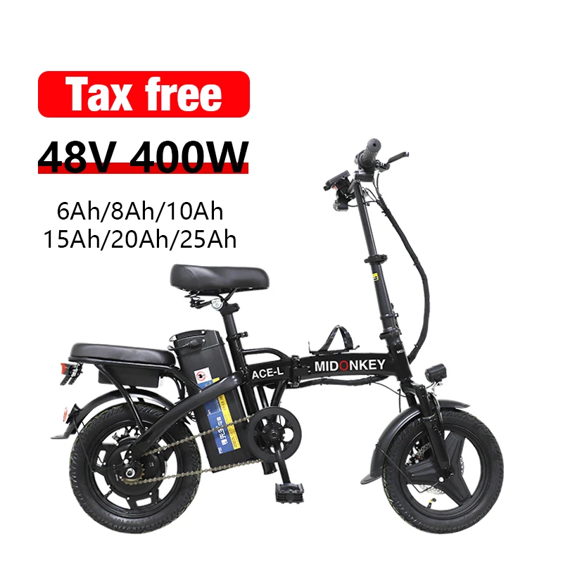 

MIDONKEY ACE-L E-bike Bicicletas Folding Electric Bike 400W 48V 6Ah Adult City Ebike 14 Inch Mini Electric Bicycle 25KM Bikes