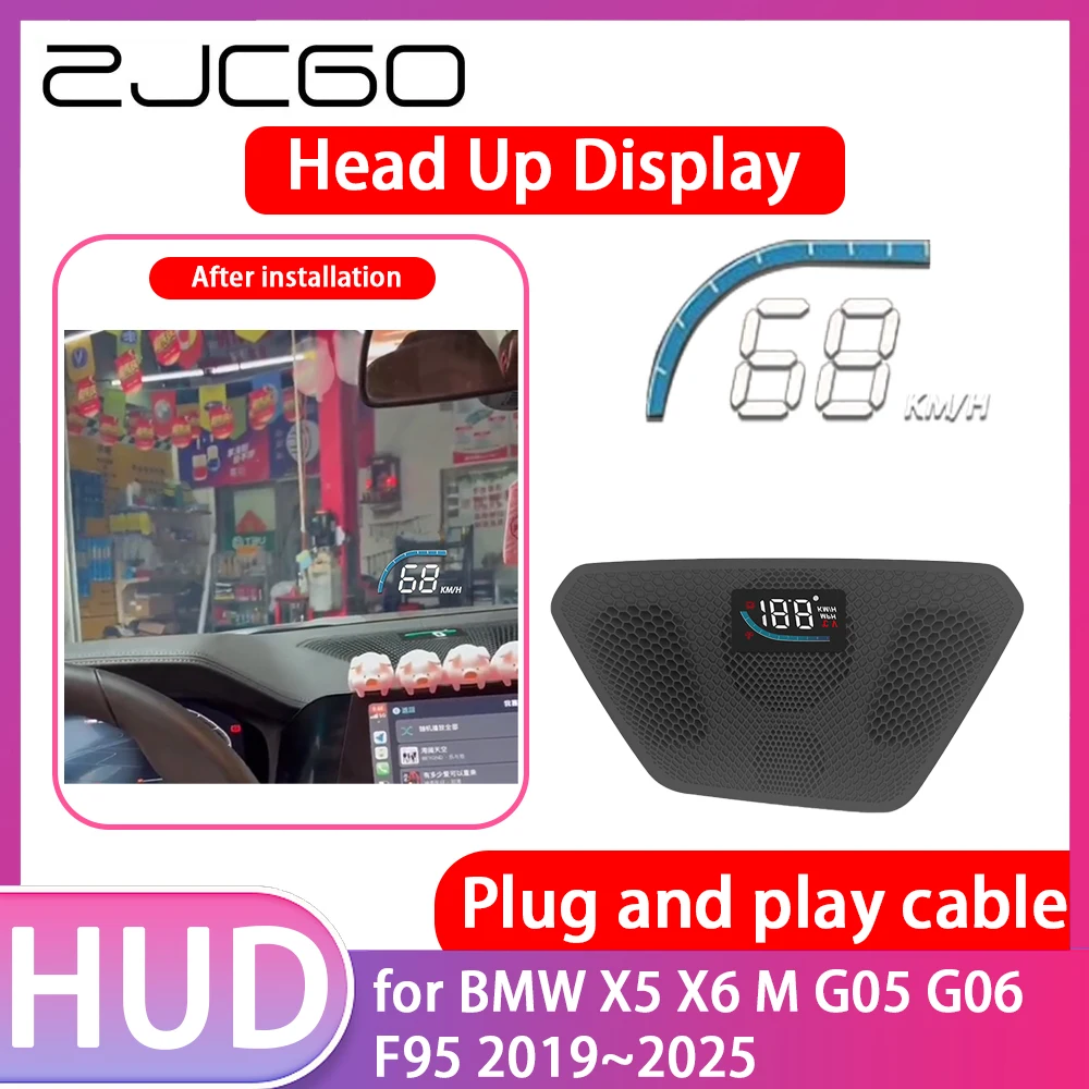 

ZJCGO Car Special Hidden HUD Head Up Display Speedometer Speed Projector Alarm for BMW X5 X6 M G05 G06 F95 2019~2025