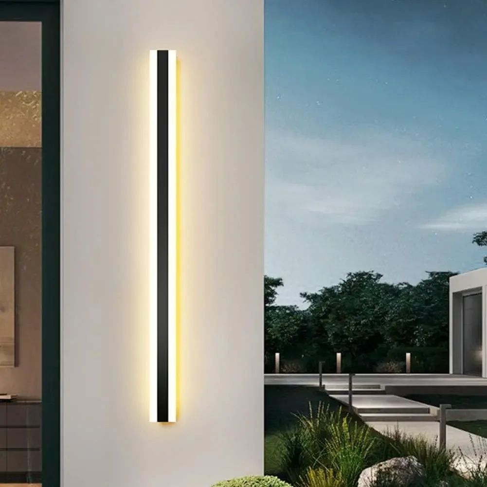 30W LED Wall Lights Indoor/Outdoor IP54 Waterproof Wall Lamp Warm Light 3000K Modern Long Strip Wall Sconce Black Metal Outdoor