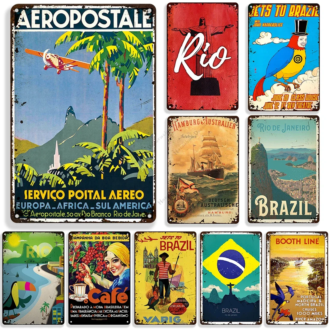 Бразильский плакат ретро металлическая пластина настенное украшение Ржавый металлический жестяной знак декоративная пластина металлические знаки для дома Бар Клуб