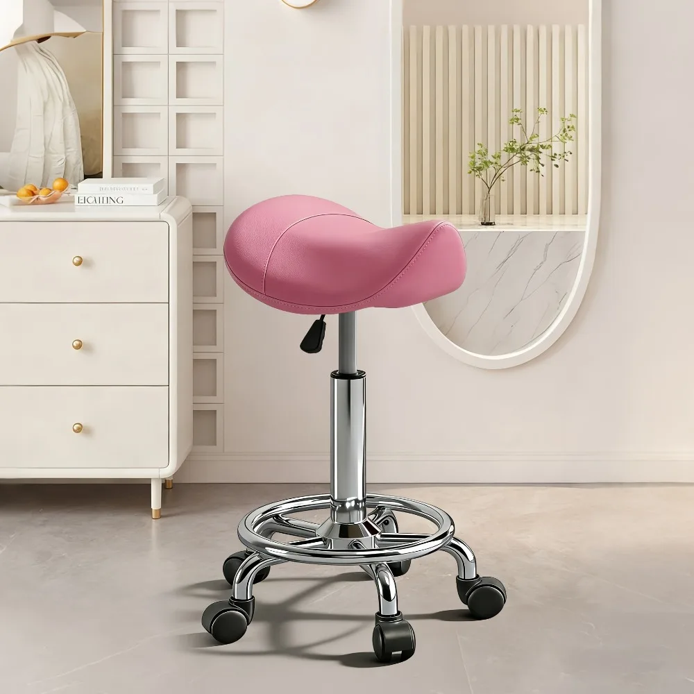 

A Stylish Stool on Wheels, Featuring a Height-Adjustable Swivel Saddle Design, Perfect for Use As a Modern 360° Swivel Chair