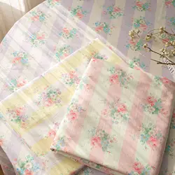 145x100cm 60S Cotton Digital Print Fabric Korean Style Striped Floral Cloth Women Dress Children Clothing DIY Sewing Materials