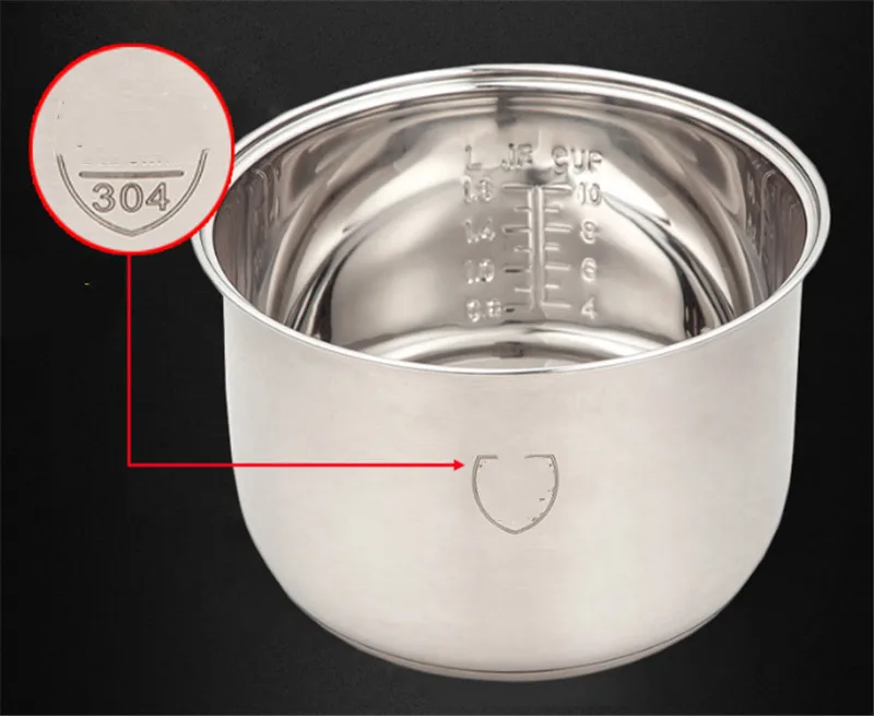 Rice Cooker Liner General Food Stainless Steel Uncoated Thickened 2L3L4L5L6L8L Rice Cooker Inner Pot