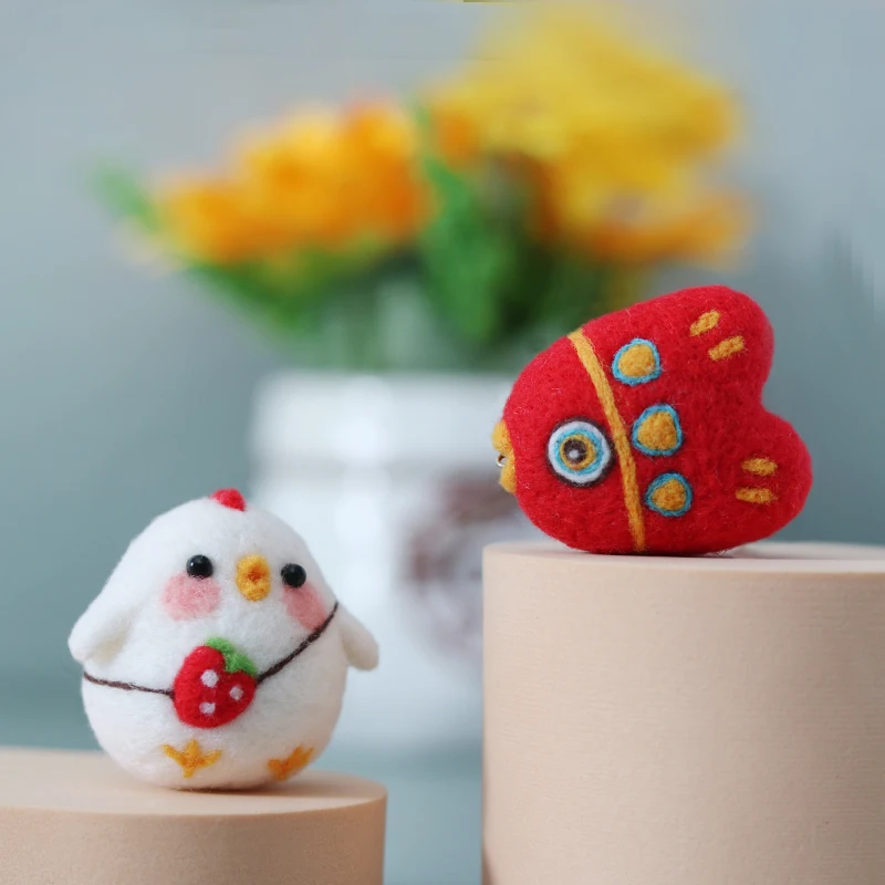 No Finsh Cute Chick Wool Needle Felt Craft Handwork DIY Kit For Student Class Relax Pressure Needle Animal Kit For Beginner 2022