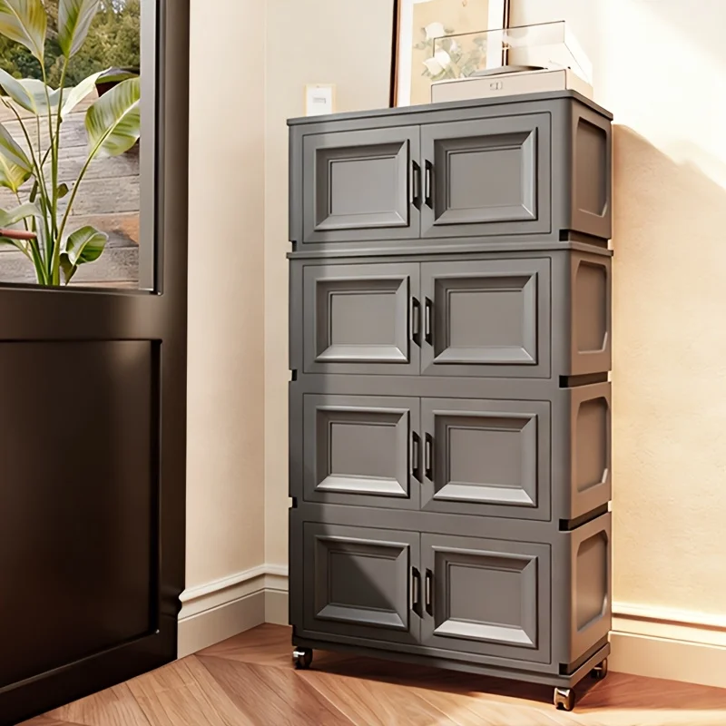 

3/4/5/6-Tier (52in) Entryway Storage Cabinet, Large-Capacity Storage Closet, Foldable Storage Box with Magnetic Doors And Silent