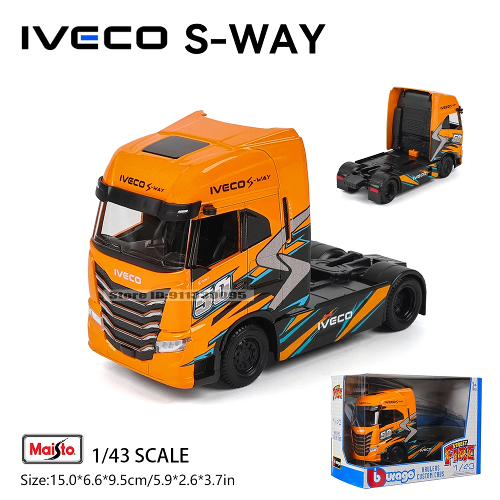 Bburago 1:43 lveco S-Way Scania 770 S before transportation Car Model Collection Level static die cast car collectible gift toy